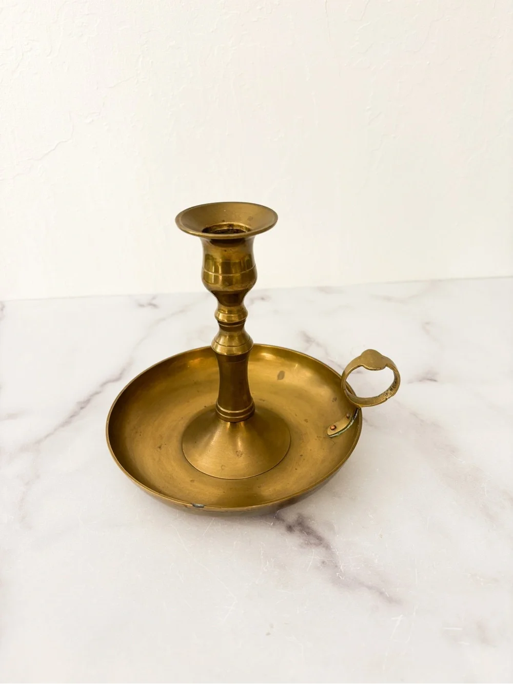 Vintage Solid Brass Candle Holder Brass Chamberstick Gold Ring Candle Holder